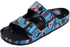 VICT POPU Pantoletten Damen mit Fussbett Sandalen Flach Rutschfest Sommer Badelatschen Lässig EVA Slides Erwachsene Schlappen