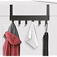 Amazon Brand - Umi Over The Door Hook Hanger, Hanging Organizer Rack Steel Door Hook Hanger Wall Hook Rack (6 Hooks) (Black)