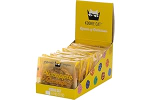 Kookie Cat Galletas Veganas de Piña y Naranja Individualmente Envueltas. Sin Gluten, Sin Soja, Bio y Orgánicas. Anacardos y Avena. Multipack de 12 x 50 g