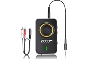 Transmisor Bluetooth ZIOCOM para TV PC, Receptor Bluetooth para Altavoz de automóvil, Adaptador inalámbrico AUX Bluetooth de 2-en-1 de 3,5 mm, Enlace Dual, Baja latencia de aptX