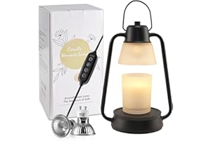 HAYAGIVE Candle Warmer Lamp:Electric Candle Heater Lamp With Timer Dimmer For Jar Candles,Wax Melt Burner For Scented Wax,Home Decor Fragrance Lamps,Best Gift for Men,Women and Family,With 2 Bulbs(Black)