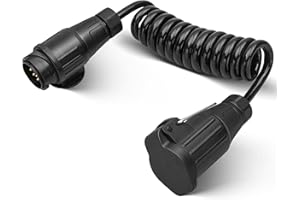 RED WOLF Anhänger Verlängerungskabel 13 Polig 2M, 13 Pol Stecker auf 13 Poliger Steckdose Sprialkabel für Anhänger Kfz Wohnwagen Wohnmobil Fahrradträger LKW 13 Poliger Anhängerstecker mit Kabel