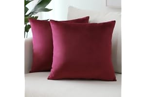 Sungeek Confezione da 2 Federe in Velluto, Fodere per Cuscini Decorativi Morbidi Copricuscini Divano di Lusso per Divano Letto Soggiorno Camera da Letto (40x40cm, Borgogna)