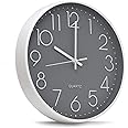 joeji's Kitchen Clock - 30cm Silent Wall Clock Non-Ticking Sweep Mechanism - Modern Quartz Design Decorative Bathroom Living Room Hallway - Grey