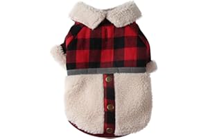 JoyDaog Abrigos de perro con cuello en V para perros medianos, forro polar, chaqueta cálida para perros para el frío invierno, rojo, talla L