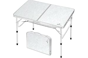 Sportneer Table de Camping réglable en Hauteur avec Couche en Maille, 90x60cm, Tables de Camping Portables Pliables avec Pieds en Aluminium