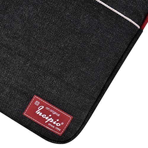 Incipio Selvage Denim Sleeve für Apple MacBook Pro 13″ in grau/rot [Außentasche | Denim-Textilstoff-Außenseite | Fleece-Innenseite | Gepolstert] – IM-347 - 4