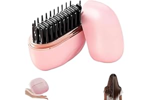 Growalleter Mini Peine Alisador de Cabello – 2 en 1 Peine Alisador Inalámbrico y Portátil y Peine Caliente Voluminizador, Calentamiento Rápido en 30s, Anti-quemaduras (Rosa)