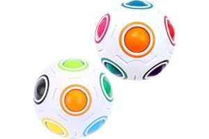 KidsPark 2 Stück Magic Ball Regenbogen Ball Zauberwürfel 3D Puzzle Ball Speed Cube Würfel Regenbogenball Toy Pädagogische Spielzeug Weiß + Weiß
