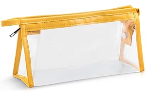 Soul Projekt Żółty przezroczysty piórnik, kosmetyczka dla dziewcząt, piórnik dla dzieci w szkole średniej, przenośny organizer z PCW dla studentów, prezenty dla niej, kosmetyczka