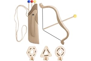 Asaiy Bow and Arrow Set Kids, Wooden Bow and Arrow Toy Set with 3 Arrows, 3 Targets, and Pouch for Arrows, Indoor & Outdoor Play Toy for Boys and Girls Ages 4+ – Suitable for Left and Right-Handed