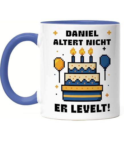 Personalisiert Gamer Tasse – „Ein Gamer Altert Nicht, Er Levelt“, Schwarz, Für Zocker