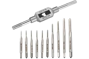 Saipor HSS Mini Metric Thread Tap Set M1-M3.5 With Adjustable Tap Wrench 1/16-1/4", Micro Hand Screw Drill Set