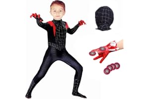 HVIERO Deguisement Spider Enfant 3-12 ans Costume Enfant avec Masque Gant Lanceur Cosplay Carnaval Costume Deguisement Garçons Fille Mascarade Combinaison
