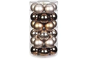 ‎INGE-GLAS Inge Glas Weihnachtskugeln | Schöne Christbaumkugeln aus Glas | 30 Kugen in Dose | Christbaumschmuck Weihnachtsbaumschmuck Weihnachtsbaumkugeln (Elegant Lounge | Creme braun Glanz/matt)