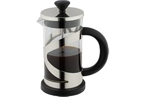 Café Olé Classico Chrome Cafetière, French Press coffee maker, stainless steel mesh filter, glass body with stylish Chrome finish, 1000ml (8 espresso cups, 4 mugs)