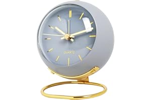 SHISEDECO Small Tableclocks Classic Non-Ticking Tabletop Alarm Clock with Night Light, Battery Operated Deskclock with HD Glass for Living Room Bedroom Bedside Indoor Decor (RN-Blue)