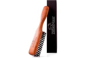 ZilberHaar Beard Brush Pure Boar Bristles Natural Firm Hog Hair and Pearwood Works with All Beard Balms and Beard Oils Exfoliates Skin Helps Softening and Conditioning Itchy Beards Great for Travel