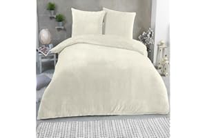 MALIKA Winter Plüsch Bettwäsche Nicky-Teddy Cashmere Coral Fleece 135x200 155x220 200, Größe:135 x 200 cm, Designe:Creme