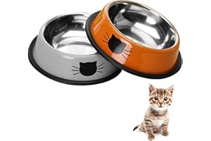 DOMI PRO Gamelle pour Chat Bol 2 pièces, en Acier Inoxydable Anti-dérapant Ensemble, Mangeoirs et abreuvoirs pour Chiots Hamsters Lapins Petits Animaux