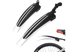 Kugooyi Bike Mudguard Set, Bicycle Fenders Front & Rear Mud Guard Portable Universal Adjustable Full Cover Thicken Widen Tires Mudflap for 20",22",24",26" MTB Mountain Road Cycling (White)