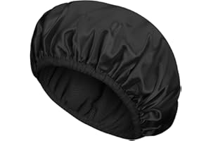 Gjinxi Bonnet de douche, bonnet de douche doublé en éponge, triple couche, imperméable, réglable, pour cheveux épais (noir)