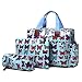 Miss Lulu 4 Piece Butterfly Baby Nappy Changing Bag Set Light Blue L1501B BE