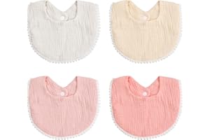 Xzeemo 4 Piezas Baberos de Bebé, Suave & Absorbente Baberos para Bebe, Baberos Bebe Bandanas, Set Babero Babas Algodón, Bandanas Bebe Baberos para Niños y Niñas de 0 a 18 meses