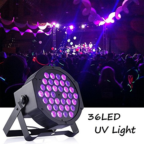 Gledto 36LED Blacklight UV LED Stage Light Par Lights DMX Black Light Fixture DJ Lighting Equipment Purple Lamp for Glow Party Neon Paint Wall Decor Dance Floor Disco Bar Concert Karaoke Show