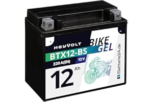 ‎BATTERIE24.DE Batterie24.de HeyVolt GEL Motorradbatterie 12V 12Ah 51012 BTX12-BS YTX12-BS CTX12-BS GTX12-BS GEL12-12-BS
