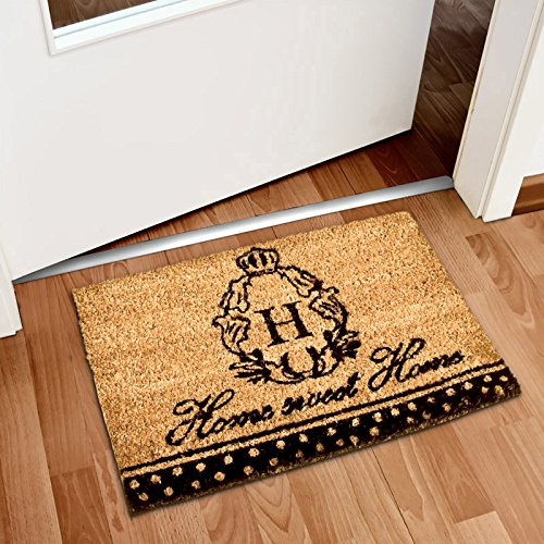Relaxdays Fußmatte Kokos SWEET HOME 40 x 60 cm Kokosmatte mit rutschfestem PVC Bodem Fußabtreter aus Kokosfaser als Schmutzfangmatte und Sauberlaufmatte Fußabstreifer für Außen und Innen Matte, braun - 2