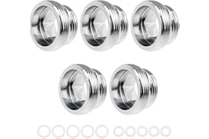 JaneYi 5 Pieces Metal Faucet Adaptor Kitchen M18 Male to M22 Male Tap Aerator Connector Brass Outside Thread Joints for Water Filter Female Faucet