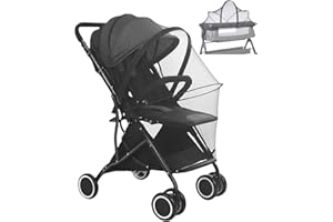 AMORBASE Mosquito Net for Pram, Universal Breathable Pram Fly Insect Bug Net with Two-way Zippers, Foldable & Stable Protection Cover for Car Seat,Buggy,Carrycot & Crib (1, With Stand-Black)