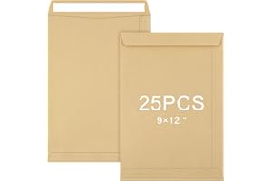 AMASSAN 25 Packs A4/C4 Self Seal Kraft Envelopes, No Window Design, Peel and Seal for Office, Home, School (324 x 229 mm)