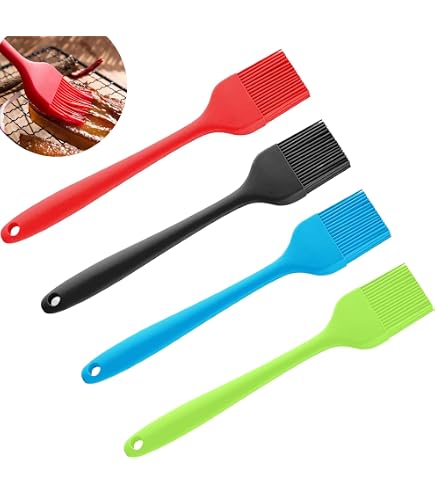 Silikon Backpinsel Set 4-teilig – Hitzebeständig Bis 230°C, Lebensmittelecht, Inkl. Aufhängeöse