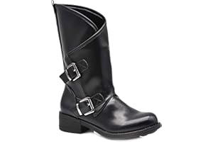 Toocool - Stivali donna bassi biker boots motociclista stivaletti fibbie anfibi SA9907