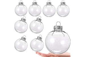 Yckeogln 8 szt. DIY przezroczyste plastikowe kulki do napełniania - bombki świąteczne 8 cm, zdejmowana górna przezroczysta wisząca kula na Halloween, Boże Narodzenie, urodziny, ślub, przyjęcie, Boże