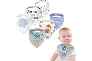 MINIZONE Śliniaki dla niemowląt - dla chłopców i dziewcząt super chłonne - czysta bawełna - bandana/śliniak z motywem kreskówkowym - zestaw prezentowy - wiek 0-3 lat - 6 szt.