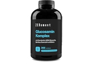 ‎ZENEMENT Glucosamin-Komplex mit Chondroitin, MSM, Boswellia, Bambus, Quercetin und Selen - 365 Kapseln, 6 Monate Vorrat, Kapsel-Form - Ohne Zusatzstoffe, Ohne Gentechnik - Zenement