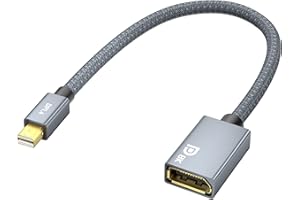 HLLYLL Mini DP 1.4 auf DP Adapter 8K@60Hz 4K@144Hz Stecker auf Buchse Nylondraht mit HDR HBR3 G-Sync FreeSync, Mini Displayport auf Displayport 20cm Adapter für Laptop/MacBook//Monitor/VR