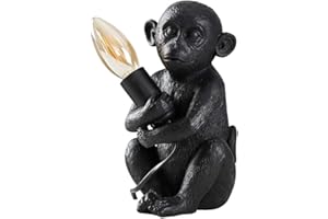 MiniSun Modern Matt Black Painted Baby Monkey Design Table Lamp