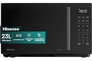 Hisense H23MOBS4HI Mikrowelle /23 L /900W /InverterTech/Keramikbeschichtung/Premium Glas/Maßgeschneidert, Mehrphasiges Kochen/Auftaufunktion/10 Leistungsstufen/Kindersicherung/Schwarz
