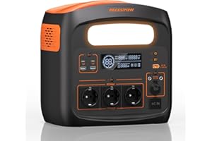 Tragbare Powerstation 1500W (3000W Spitzenleistung), 1102,5Wh LiMnFePO4 Akku, Schnellladung in 90 Min., PD 100W, USB-C/AC/DC, Solarladung, für Camping, Notstrom, Outdoor (Orange + Schwarz)