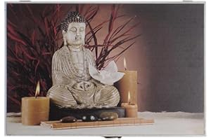 LEKE GO Tapa Contador Luz o Cuadro Eléctrico de Madera Buda de 46x6x32 cm, Cubre Contador Decorativo para Entrada Pasillo (A)