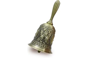 HUIANER Hand Bell Metal Dinner Bell Wedding Bells for RestaurantService Bell Bar Jingle Wedding Classroom Church School Classroom Alarm and Home Decoration (Brass)