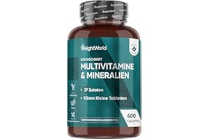 ‎WEIGHTWORLD Multivitamin Tabletten - 400 vegane Tabletten - 27 Zutaten - Mit Vit B Komplex, Vitamin C, Magnesium, Kalium - 13+ Monate Vorrat - Frei von Magnesiumstearat - WeightWorld