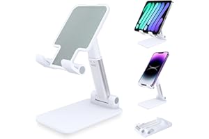 ZHIKE Support Téléphone, Support de Tablette Pliable Support de téléphone Portable pour Bureau Compatible avec Samsung iPad Mini iPhone Tous Les Smartphones Smartphone(Blanc)