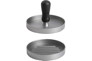 Hamburgarpress i gjuten aluminium för läckra hamburgare, patties, BBQ, med non-stick-beläggning, diameter 11,8 cm