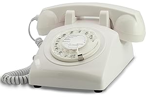 OPIS TECHNOLOGY Opis 60s Cable: Téléphone Fixe Vintage Compatible Box, Style rétro des années 60, avec Son Aspect Ancien à Cadran Classique Blanc
