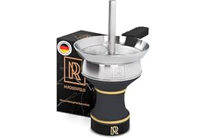 M. ROSENFELD Cazoleta Shisha Juego Completo Premium – Cazoleta Cachimba de Piedra Maciza con Chimenea – Cachimba Cazoleta Acristalada para un Almacenamiento de Calor Óptimo y un Placer de Fumar Más Prolongado.